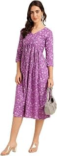 Fabclub Rayon Flared Printed Women Maxi Kurta Dress