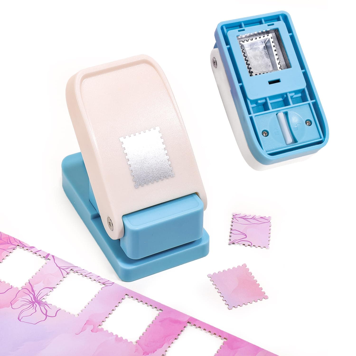YOUQIWJ Postage Stamp Punch, Stamp Edge Square Paper Punch for Crafting | Easy-press stamp puncher makes clean 1 x 0.8-inch cutouts for scrapbooking, card making, journaling and DIY paper crafts.