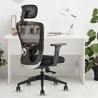INNOWIN Jazz High Back Office Chair | Mesh Ergonomic Chair with Multi-Tilt Lock, Lumbar Support, Strong Nylon Base | Home & Office Seating (Black)| 3 Years Limited Warranty