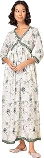 Indya Women's Rayon Cotton Regular Fit Regular Floral Print Zari Embroidered Kurta