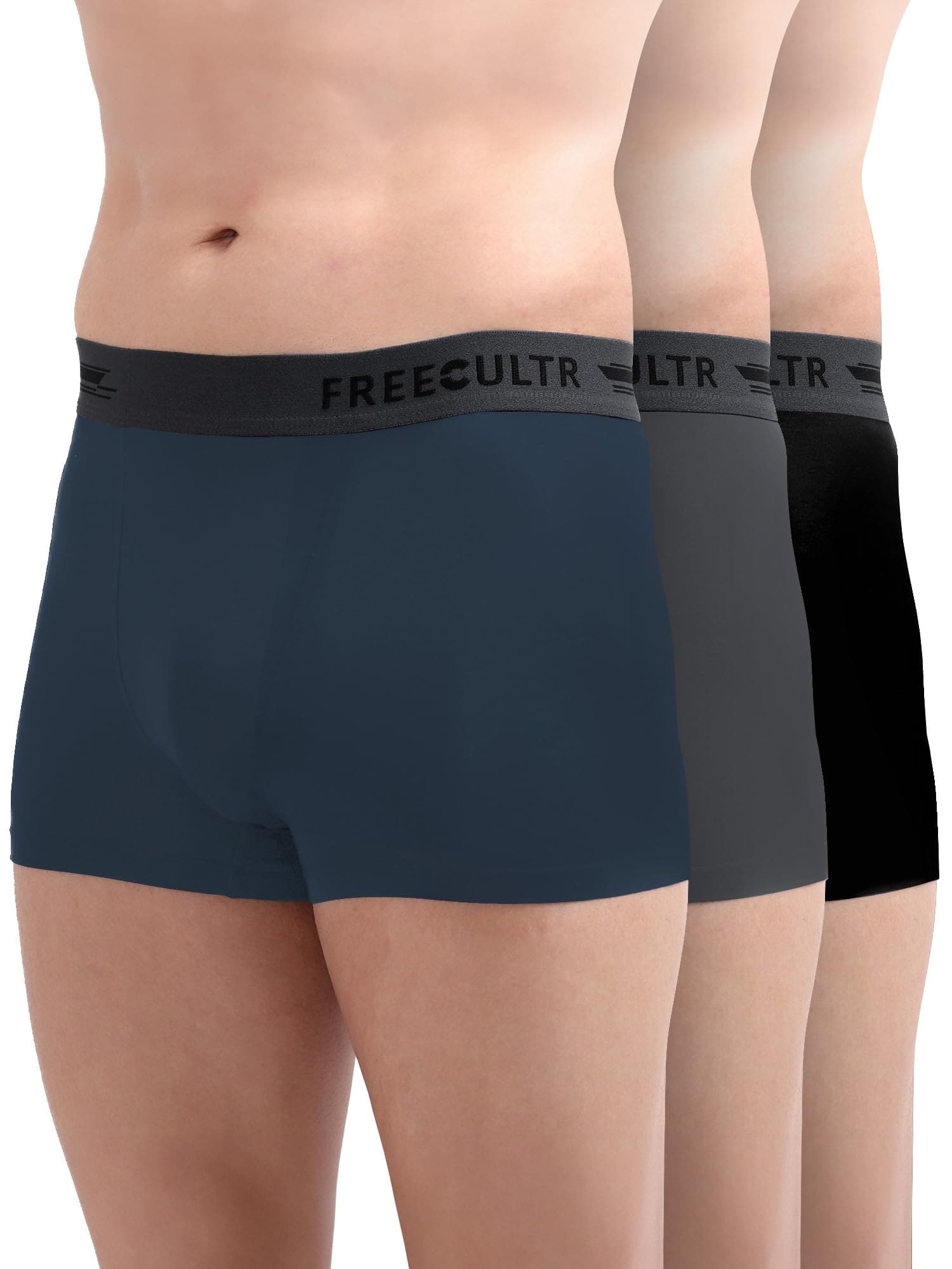 Freecultr Men's Underwear Micromodal Airsoft Trunk – Ultra Soft, Sweat Proof, Non-Itch, No Chafing, Anti Bacterial Fabric (Pack of 3) | Mens Underwear Combo Pack of 3