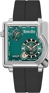 DOUBLERUN Date Display & Dual Time Silicone Analog Silver_34000