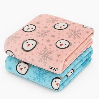 PWI Supersoft Baby Blanket Wrapper for Newborn | 30x40 inches | Lightweight AC Blanket for 0-2 Years | Ultra Soft & Skin-Friendly | Pack of 2 (Peach and Blue)