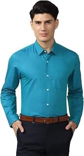 Peter England Men's Cotton Slim Fit Dobby Full Sleeve Formal Shirt