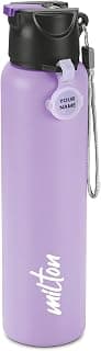 MILTON Sipstar 1000 Stainless Steel Sipper Water Bottle 875 ml, Single Walled, ISI Certified I Leak Proof Lid, Rust Proof I for School, Office, Gym I Purple