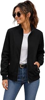 TAGAS Women's Casual Bomber Jacket | Lightweight Zip-Up Jacket with Pockets | Full Sleeve Solid Color Outerwear for Winter, Travel & Daily Wear|oversized jecket|