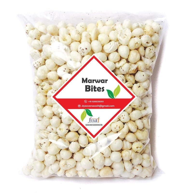 MarwarBites Phool Makhana Fox Nuts | Jambo Size Phool Makhana Indian Snacks | Lotus Seed | Indian Puffed Snacks | Healthy Snacks - 200gm