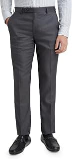 Park Avenue Men's Mid Rise Regular Fit Solid Pattern Poly Viscose Blend Flat Front Formal Trouser