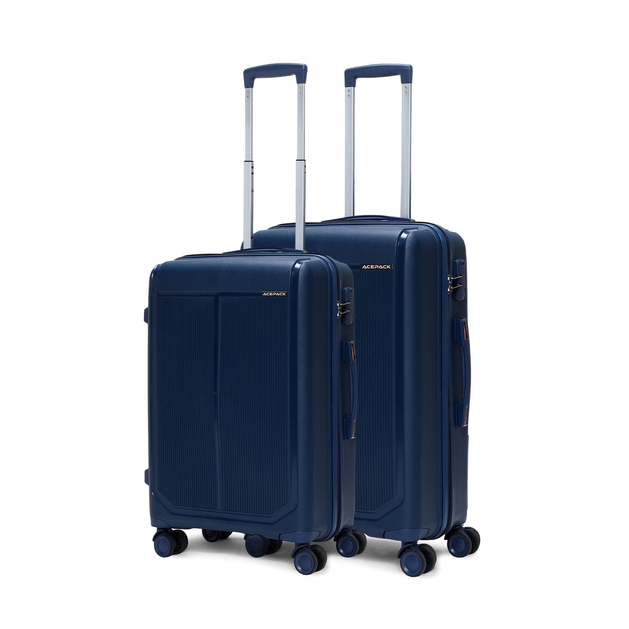 ACEPACK by Verage Megatron Hard Side Polypropylene Luggage Set of 2 (Cabin 41L + Medium 74L) | Lightweight Unbreakable Suitcase Set with 360° Silent Spinner Wheels, Number Lock & Telescopic Handle