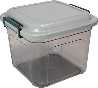 Nayasa Plastic Store In 15-14 Ltrs, Storage Jar - Kitchen Organiser - BPA Free - Stackable - Modular - Multi Purpose Container - For Rice, Flour, Cereals, Sugar & More - Grey