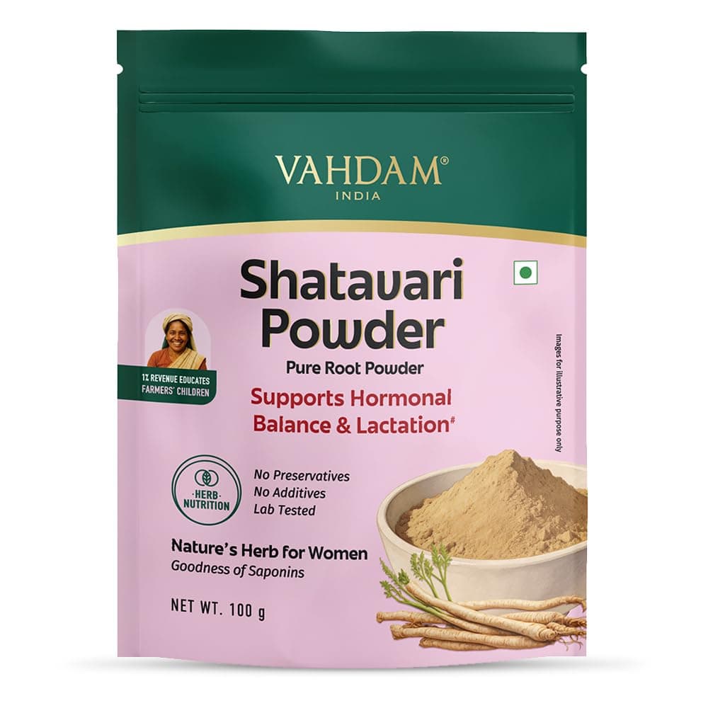 VAHDAM Shatavari Powder 100g | Pure Shatavari Root Powder | Lactation & Hormonal Balance Support | Reproductive Wellness | Vegan | 33 Servings | Herbal Supplement