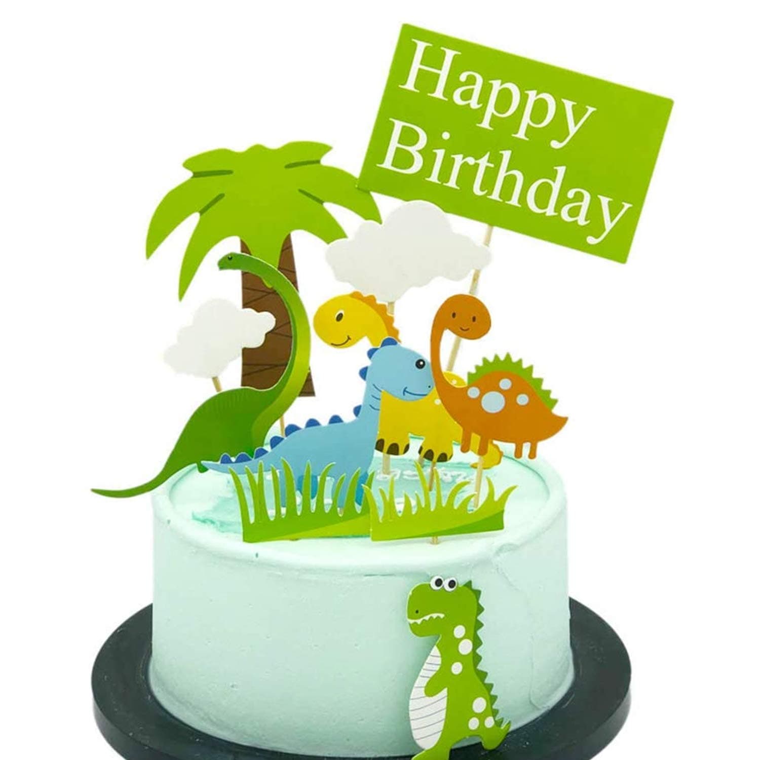 Party Propz Happy Birthday Cake Topper -Set of 11Pcs Dinosaur Theme Cake Topper | Dinosaur Theme Birthday Decorations | Dinosaur Cake Toppers for Boys | Dinosaur Theme Decoration | Birthday Decoration