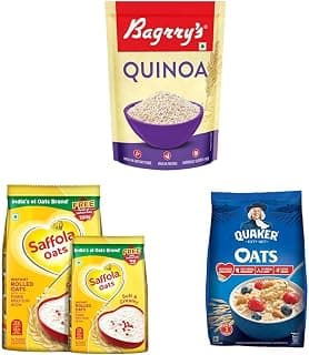 Bagrry’s Quinoa 1kg || Saffola Oats | 1kg with 300g Free || Quaker Oats 2kg | Rolled Oats