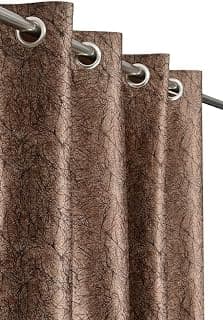 AH-DECOR Heavy Polyester Digital Printeded Curtains for Door, 7 Feet, Color - Brown, Pack of 2 Pieces