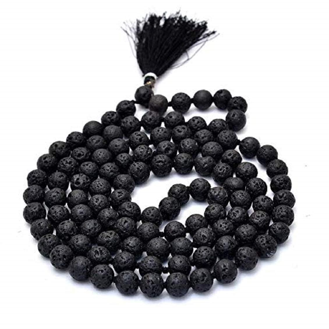 numeroastro Natural & Original Lava Stone Round Beads Mala (108+1) For Men & Women (8 MM) (1 Pc)
