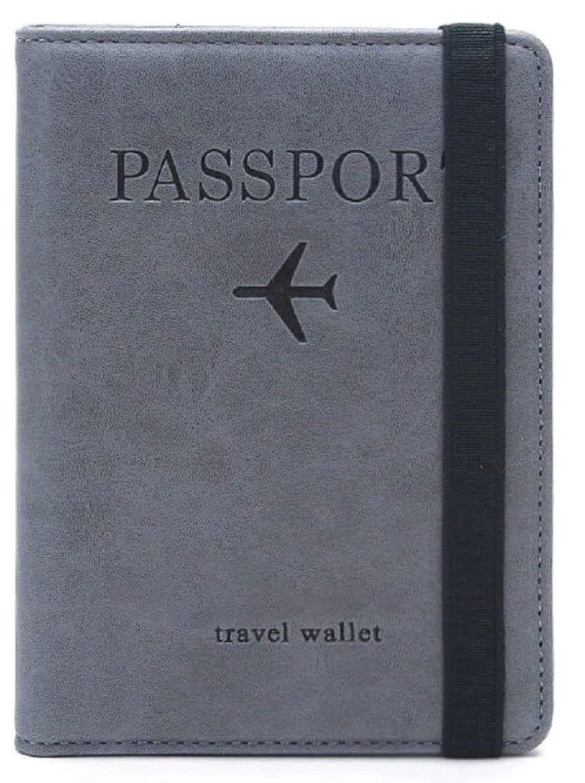 VOGARD Slim Leather Travel Passport Wallet Casual Solid Credit Card Holder Money Wallet ID Multifunction Documents Flight License Purse - Grey……