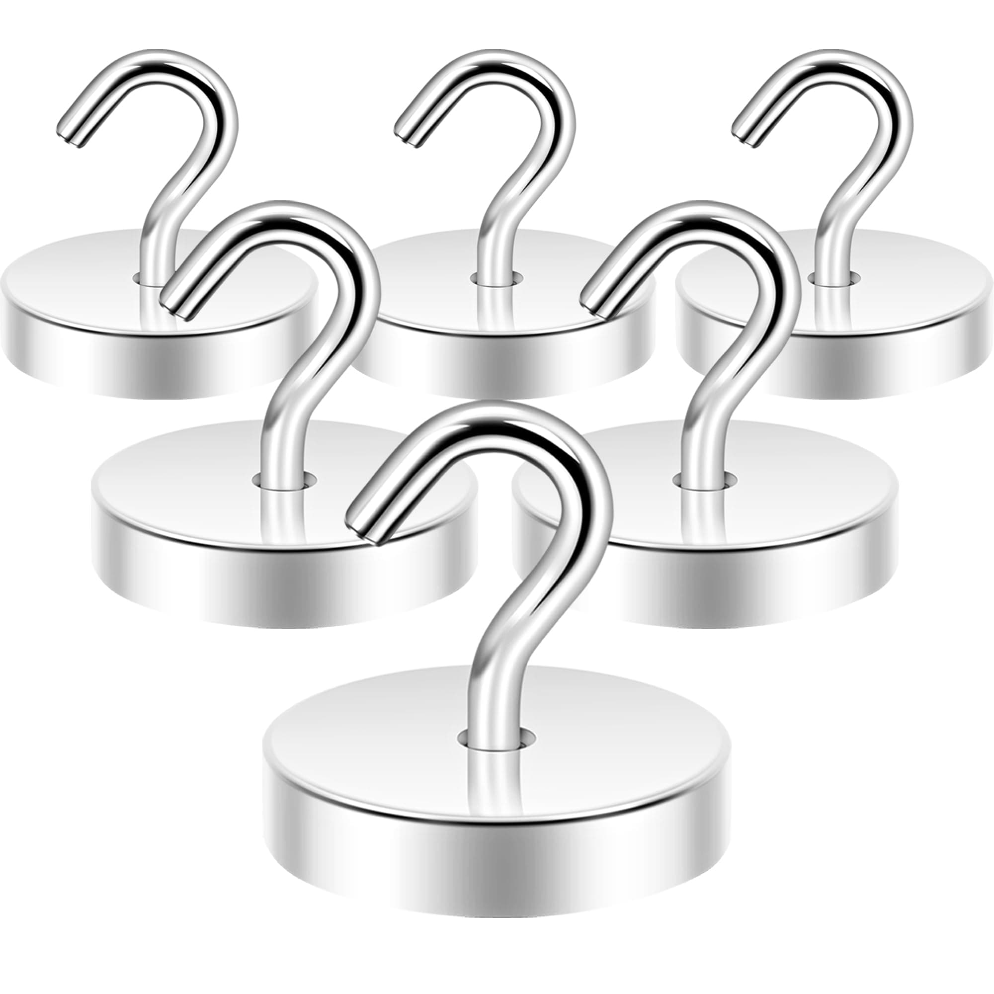 Neosmuk Magnetic Hooks Steel Tube Design for Cruise,100lb+ Silver,6 Pack | Cruise Ship Essentials,Heavy Duty Magnett Hooks for Cabins, Refrigerator, Grill, Hanging, and Travel Extra Strong Must-Haves