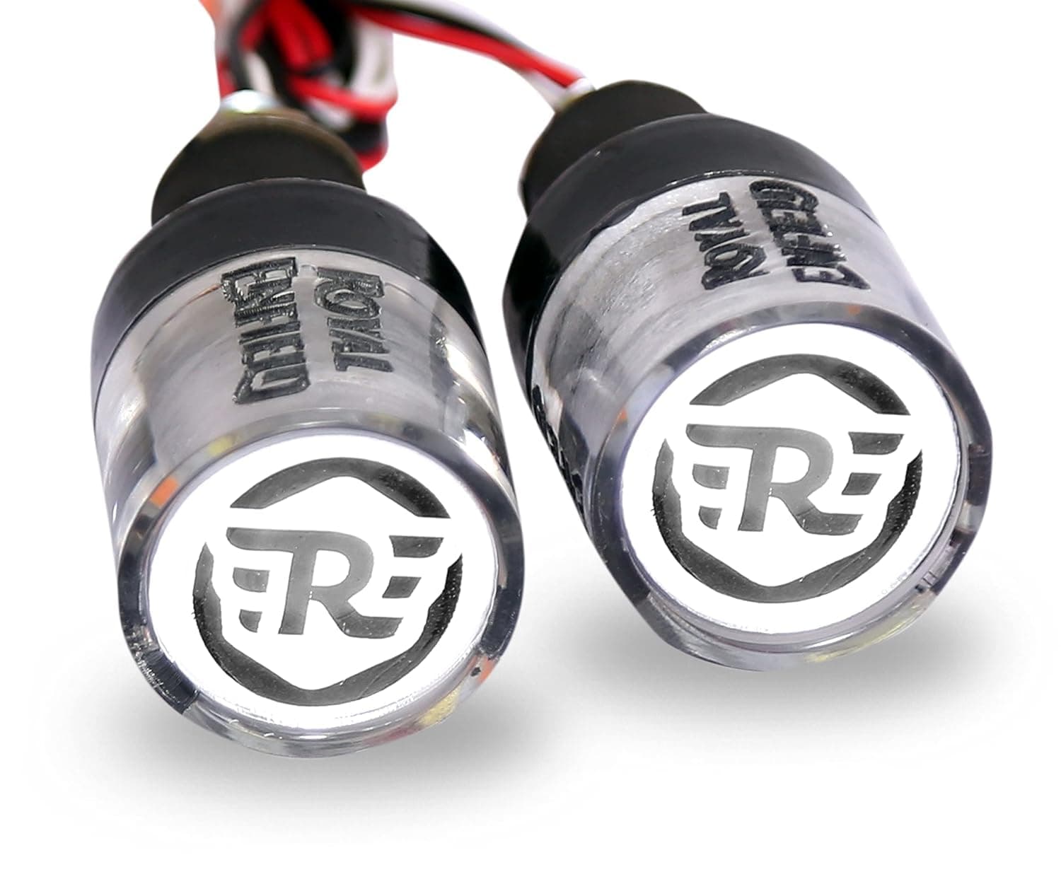 VTRUST Crystal Handle Bar End LED Indicator Lights Compatible for Royal Enfield 350/500 | Orange & White