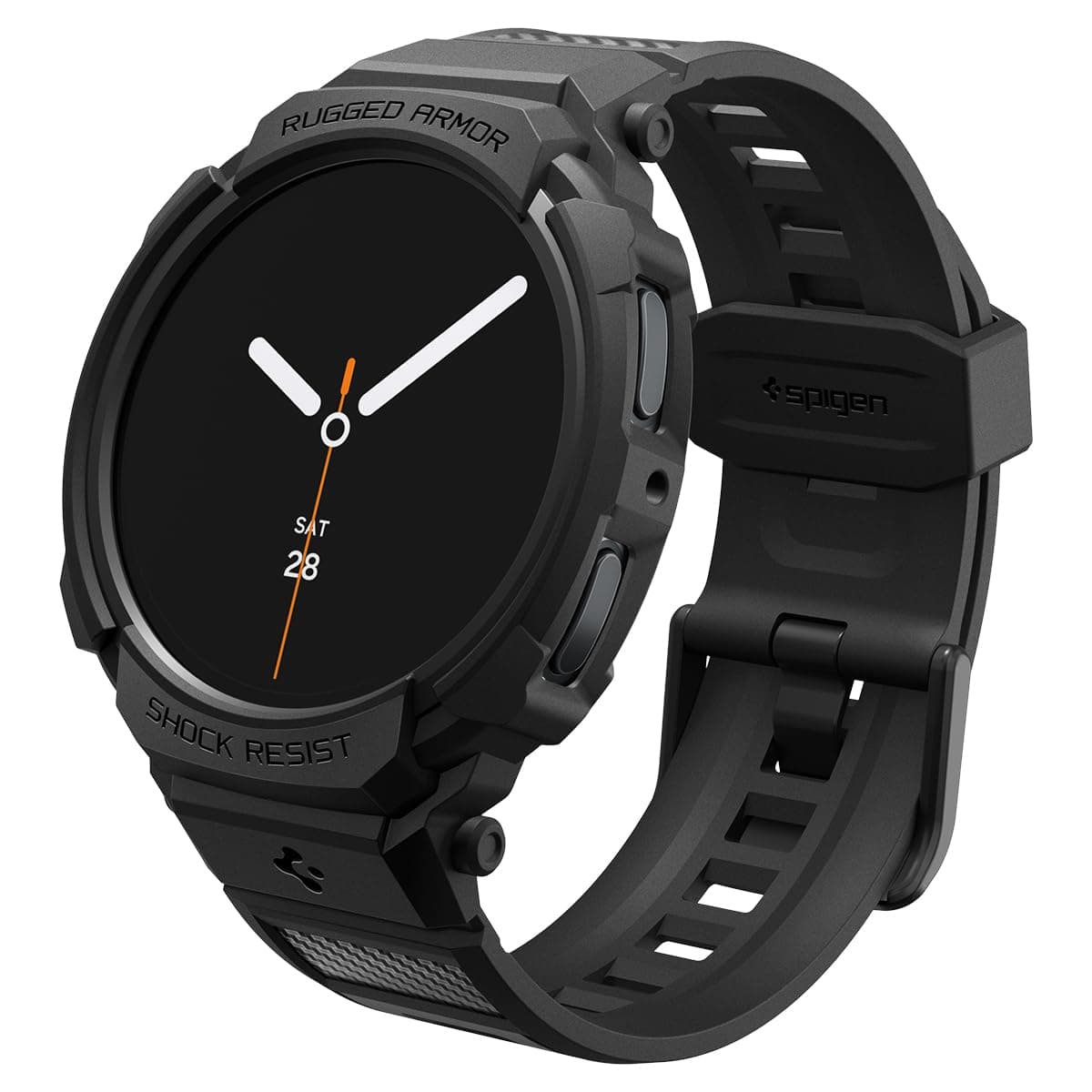 Spigen Rugged Armor Pro for Samsung Galaxy Watch 8 (44mm) Case with Strap - Matte Black