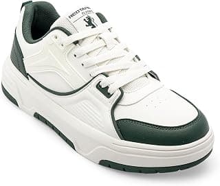 Red Tape Men's Sneakers Black White Pu Round Toe Lace-Up