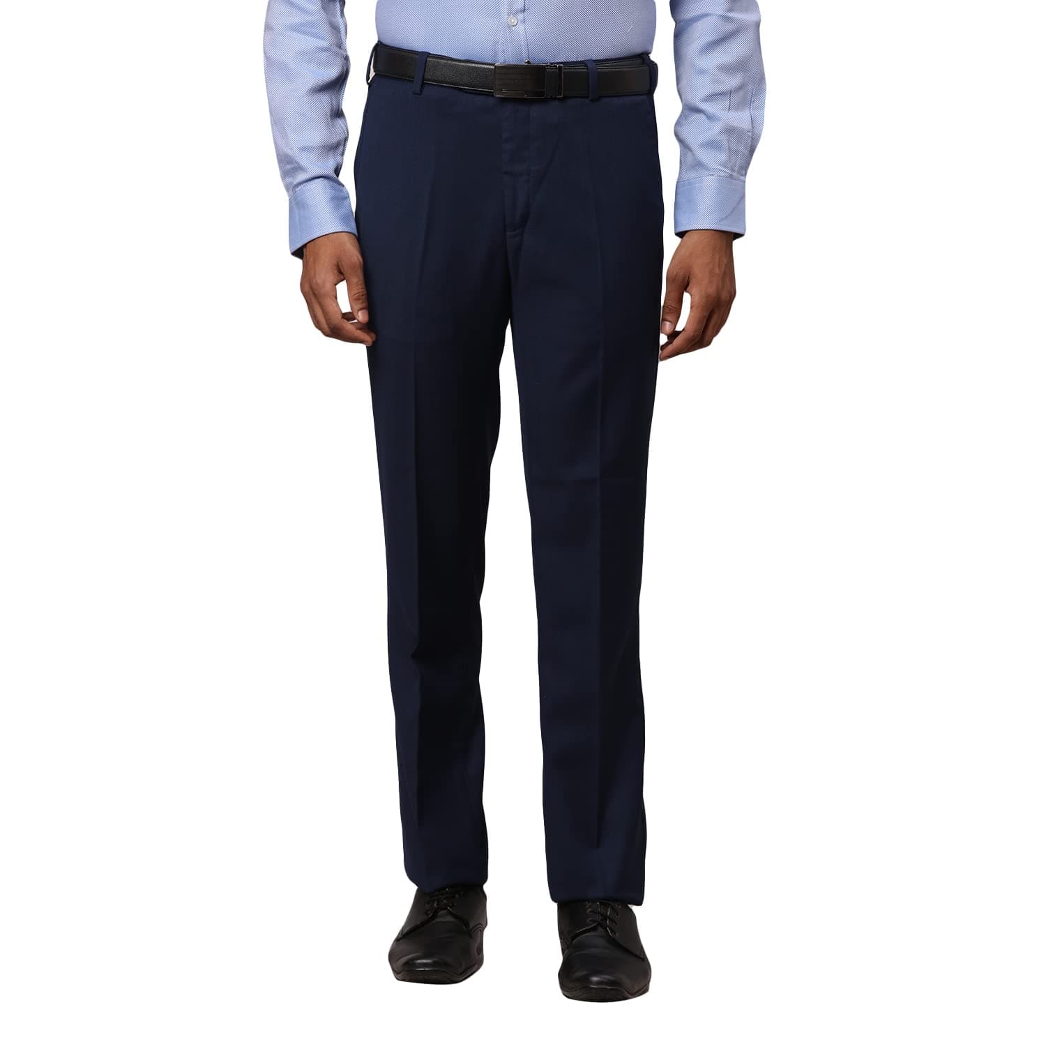 Raymond Men's Polyester Blend Shark Skin Pattern Contemporary Fit Flat Front Formal Trouser
