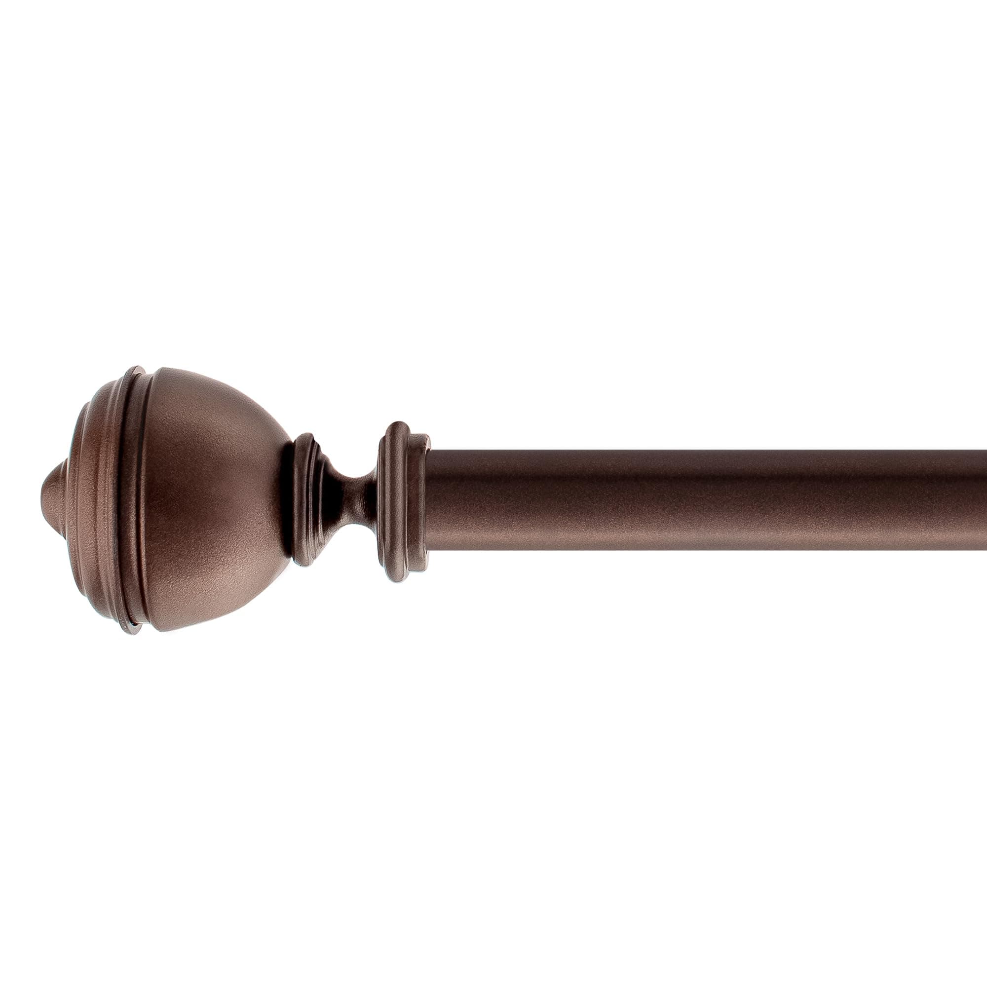 Amazon Basics Bronze Extendable Curtain Rod with Urn Finials – 25mm (1 Inch) Heavy Duty Iron Rod with Twist-and-Lock Mechanism, Adjustable 36-72 Inch, Single Rod for Medium to Heavy Curtains