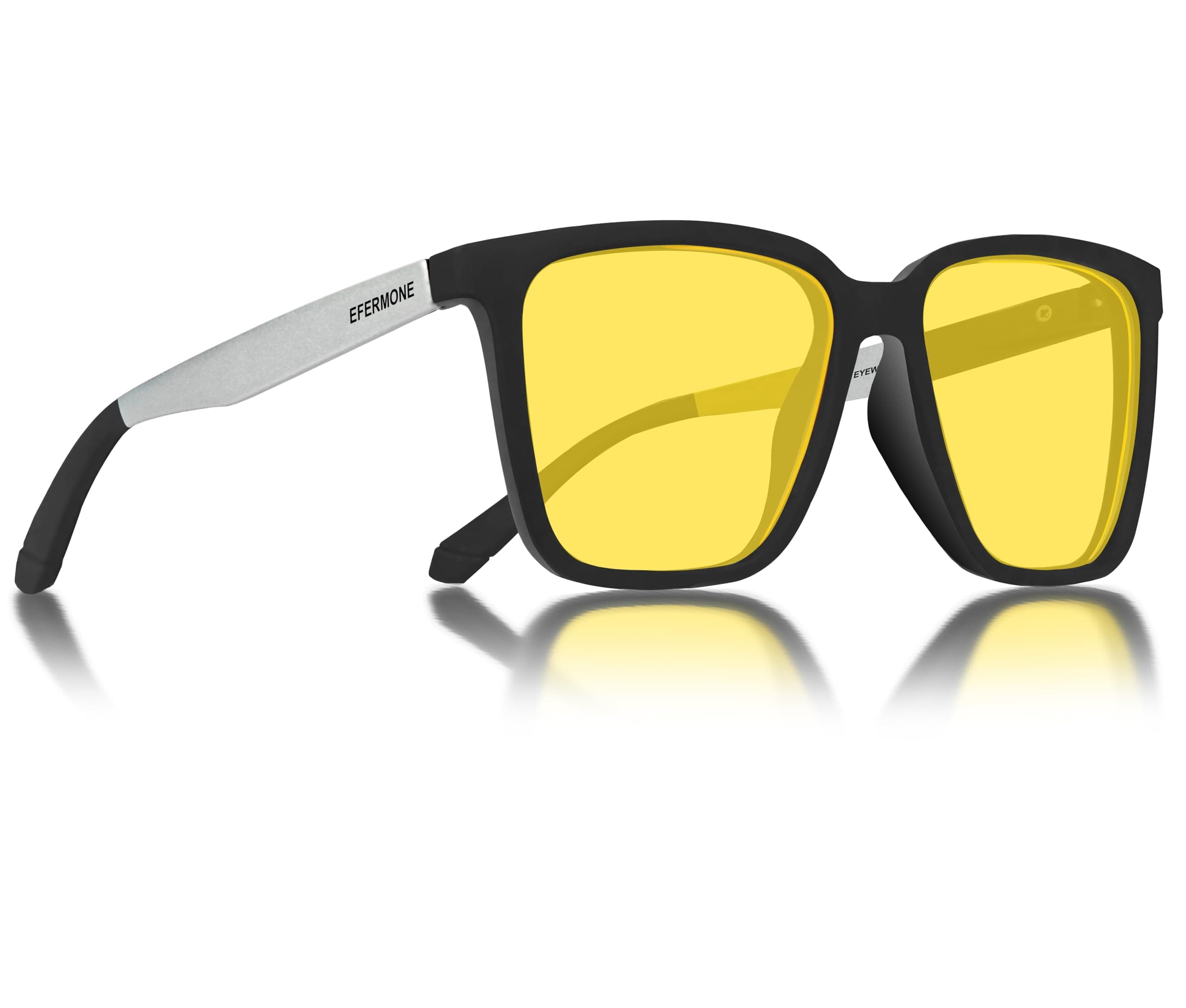 EFERMONE® Night Driving Glasses with Cleaning Kit, Yellow Polarized Lens, UV400, Anti-Glare Glasses for Riding Bike and Car