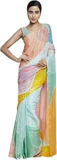 Navyasa Womens Sea Green Liva Organza Printed Woven Saree with Unstitched Blouse Piece
