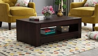 Home furniture Wooden Coffee Table Top Glass for Living Room and Office | Center Table | Tea Table | Sofa Set (Fager Wooden Top (Walnut Finish) Handicraft- Handmade