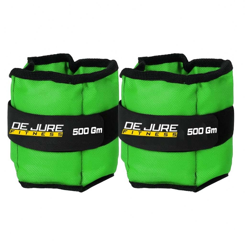 De Jure Fitness Adjustable Ankle & Wrist Weights Pair (0.5KG x 2) for Men & Women | Strength Training, Walking, Running, Workout, Yoga | Comfortable, Durable | Green – 1KG