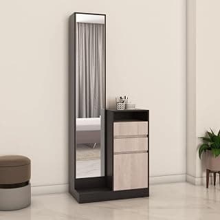 Nilkamal Riva Dressing Table with Mirror and Storage | Engineered Wood Dresser for Bedroom | Wenge & Sonoma Oak