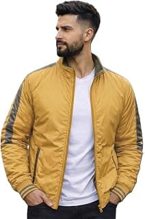 Ben Martin Men’s Stylish Reversible Bomber Jacket || Mustard & Olive Jacket For Men || Lightweight Nylon Winter Jacket with Ribbed Cuffs || Casual & Smart Winter Wear || Double Sided Winter Jackets.
