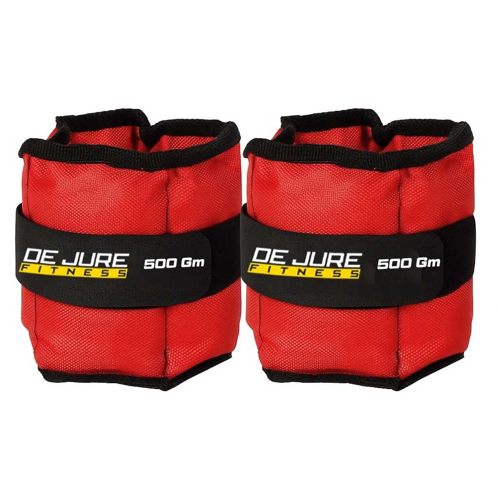 De Jure Fitness Adjustable Ankle & Wrist Weights Pair (0.5KG x 2) for Men & Women | Strength Training, Walking, Running, Workout, Yoga | Comfortable, Durable | Red – 1KG