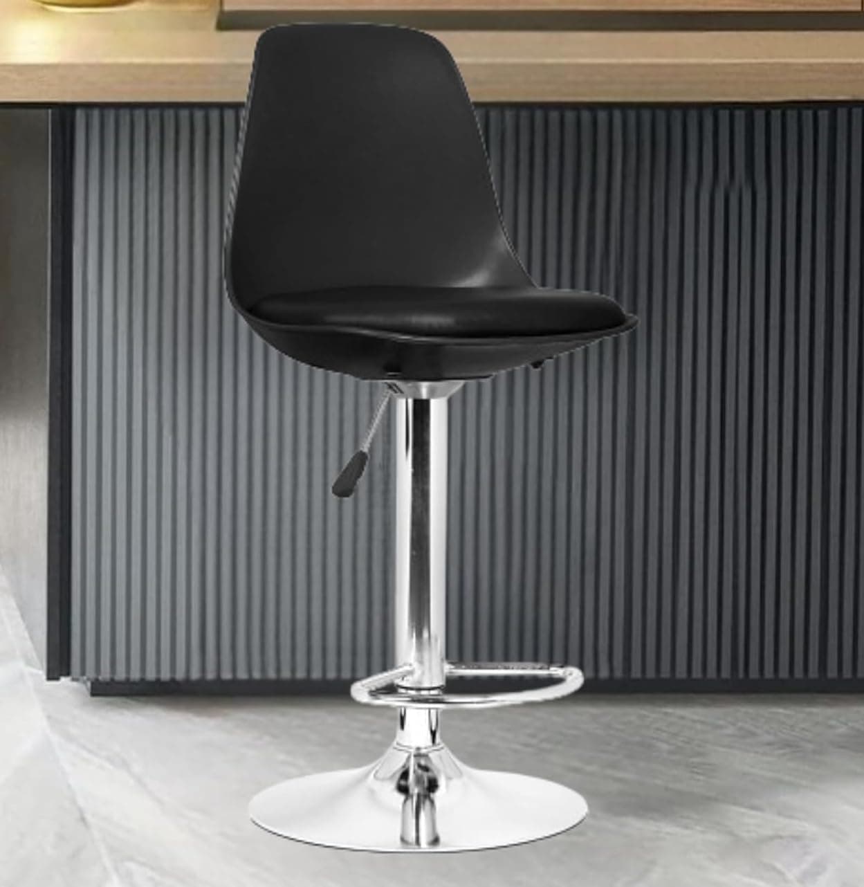 Da URBAN Plastic Valure Height Adjustable & Revolving Bar Stool/Kitchen Chair Black (1 Pc), 16 Inches, 14 Inches, 90.2 Cm