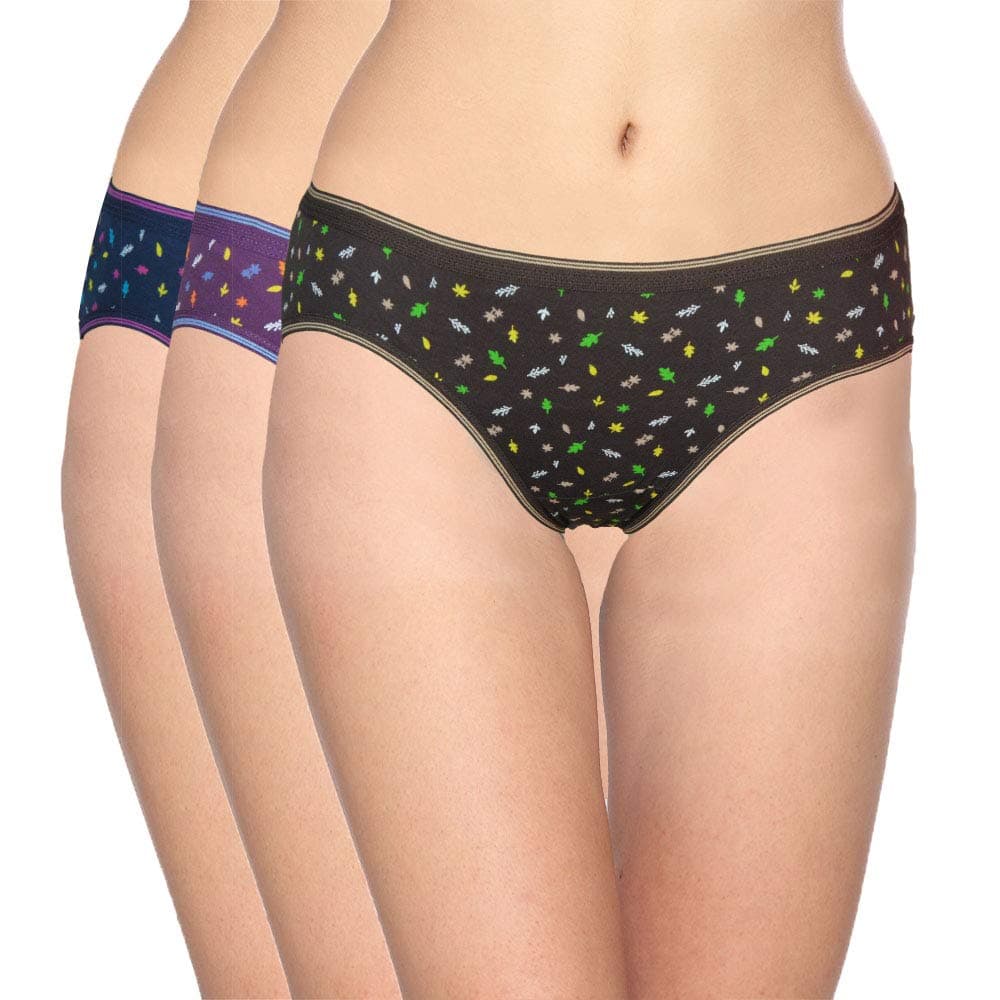 DAISY DEE Women’s Super Combed Hipster Cotton Printed Panties, Mid-Waist, Medium Coverage Briefs Breathable Actual Color May Vary (Assorted Pack of 3) - Fantasy