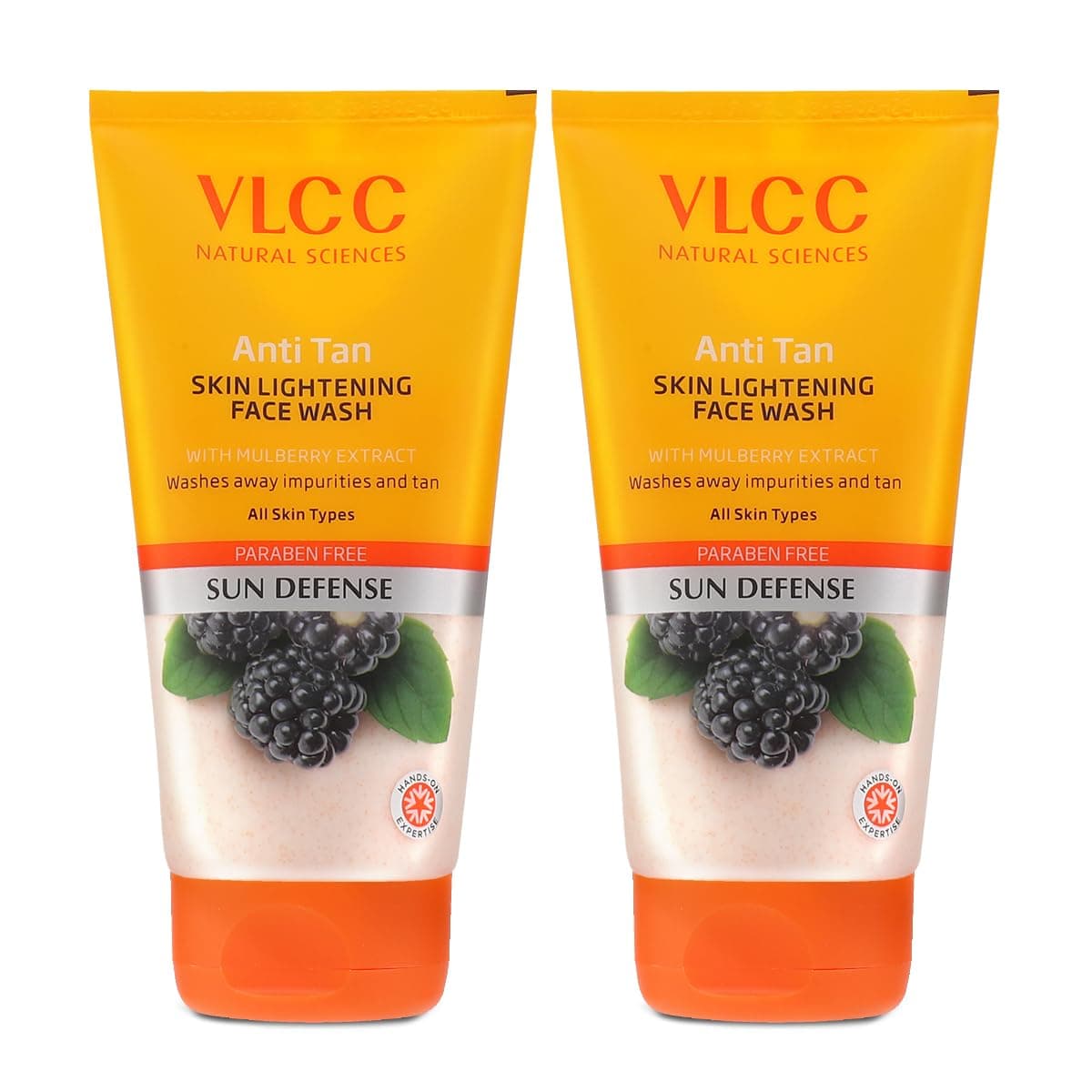 VLCC Anti-Tan Skin Lightening Face Wash – 150 ml x 2 (300 ml) | With Mulberry & Orange Peel Extract | Brightening Sunscreen with Broad Spectrum Protection | Removes sun damage, spots and dullness