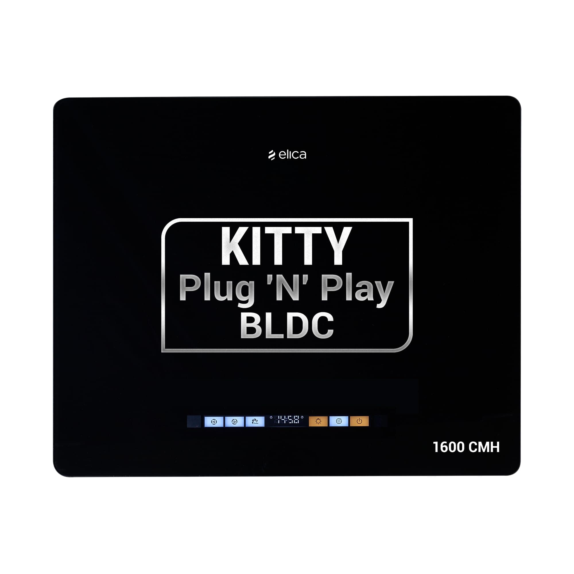 Elica Kitty Plug N Play BLDC 60cm 1600 m3/hr Ductless Autoclean Kitchen Chimney| Baffle + Air Recycle Filter| 15Yr Motor + 5yr Filter Warr|3-way Suction| 43dB| 9 Speed RPM Display| Touch+Motion Sensor