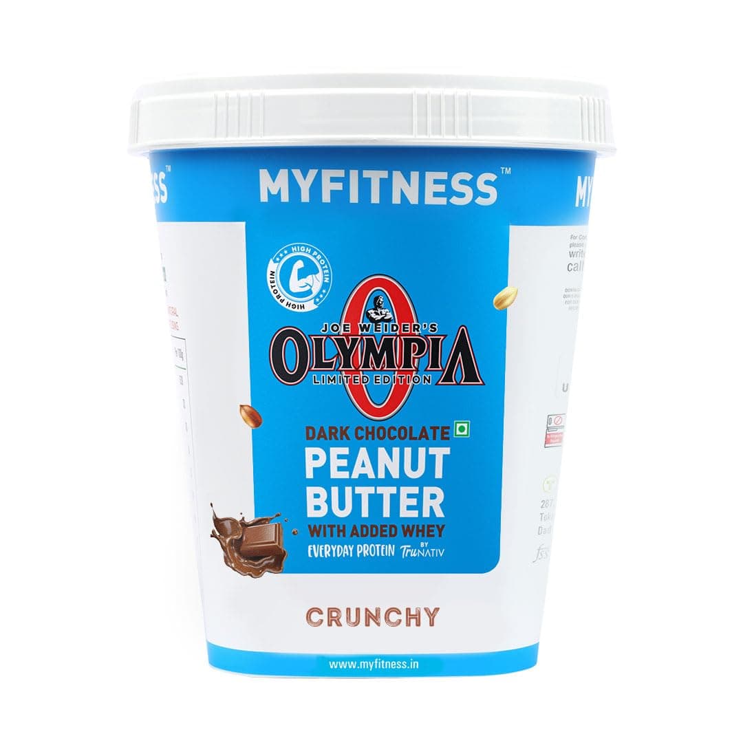 MYFITNESS Peanut Butter High Protein Dark Chocolate Spread Crunchy 1kg | Added Whey Protein | 30g Protein for Muscle Building | 7g Fiber | Pre & Post-Workout Snacks | Cholesterol Free | Zero Trans Fat
