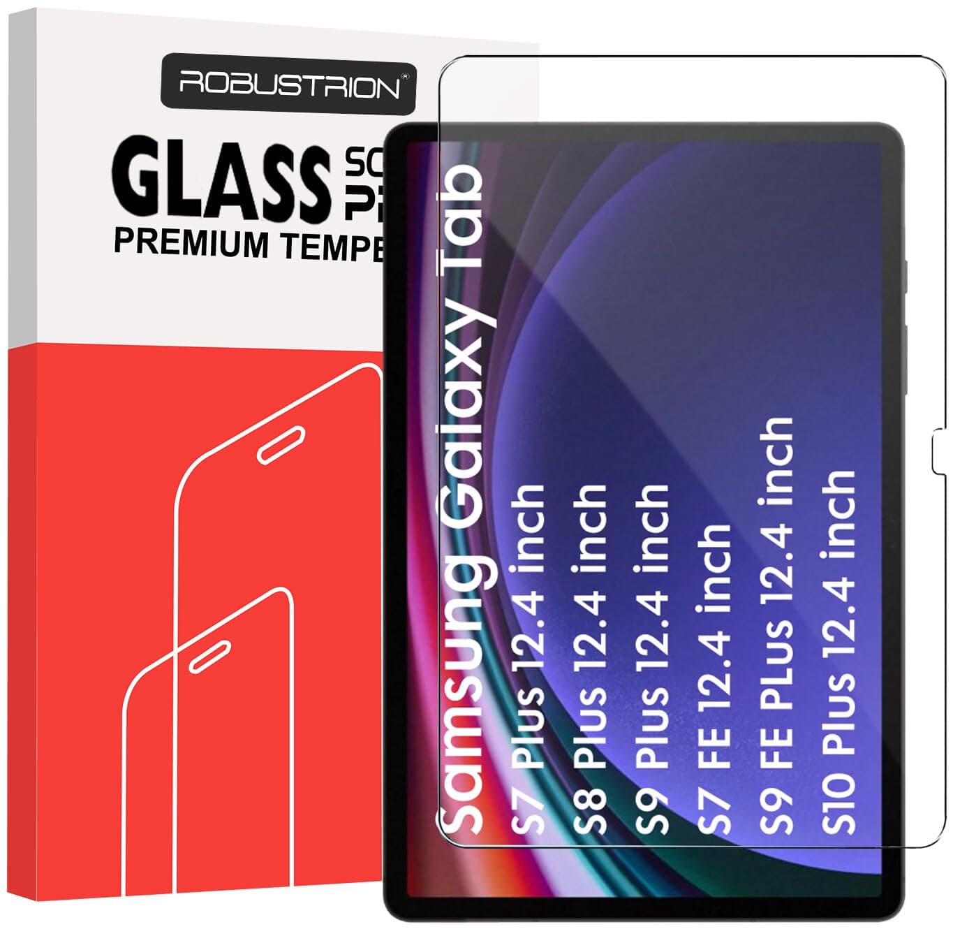 Robustrion Tempered Glass for Tab S9 FE Plus/ S7FE/S8+/S9+/S10+ 12.4",1Pack | Screen Protector Guard for Samsung Galaxy Tab S9 FE Plus / S7 FE / S8+ / S9+ / S10+ 12.4" Tempered Glass