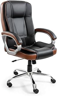 activa Ergonomic Office Chair | Leatherette Seating Chair with Adjustable Height | 3-Year Warranty | 360° Revovling seat| Comfortable Padded Seating/Suitable for Office/Study (Venture, Tan & Black)