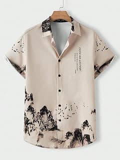 Generic Men’s Digital Printed Elastane Shirt | Stretchable Casual Half Sleeve Shirt for Men | Premium Soft Fabric Stylish Summer Wear Shirt