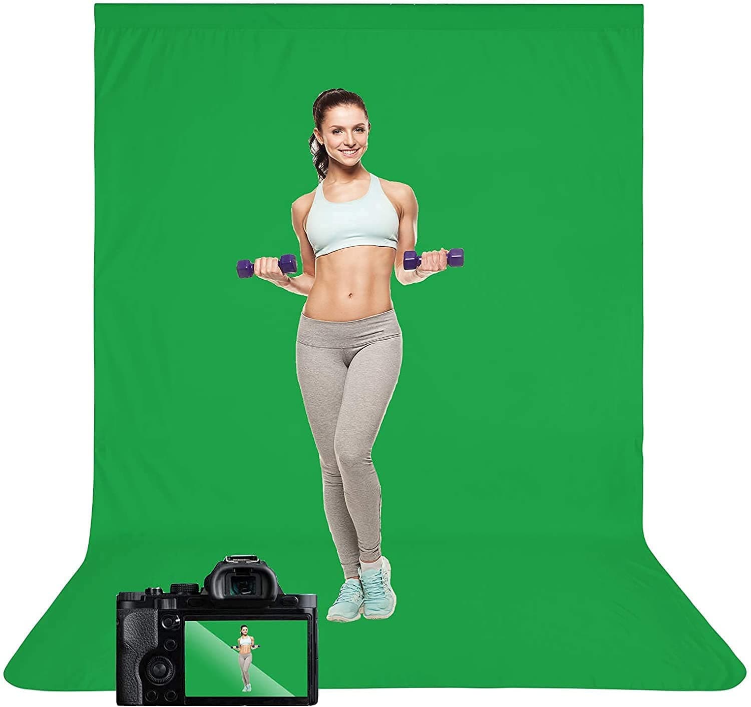 HIFFIN 8X12 Ft. Green Screen Backdrop, Background Curtain Rod Pocket for Photography, Photoshoot, Product Photography, Live Streaming, Zoom Meetings, VFX Editing, YouTube Video, FB Video & Insta Reels