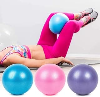 Mini Exercise Ball 9inch/23cm Small Yoga Ball Soft Pilate Home Training Abdominal Workouts, Anti Burst and Slip, with Inflatable Straw for Therapy, Barre, Core Trainings