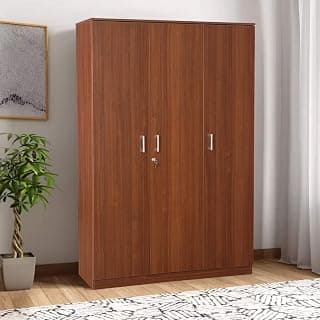 HomeTown Premier Melamine Faced Chipboard Three Door Wardrobe in Regato Walnut Color