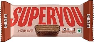 SuperYou Chocolate Protein Wafer Bars (Pack of 1)|10g Protein, 3g Fiber, No Added Sugar|Yeast Fermented Protein|Energy Bars|Crunchy Wafer Bar|100% Vegetarian|No Palm Oil|40g