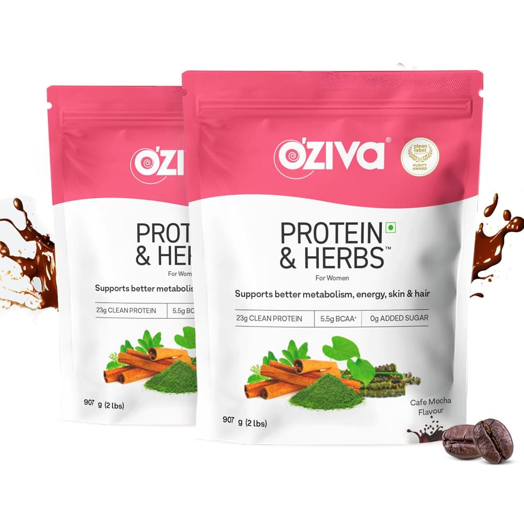 OZiva Protein & Herbs for Women (Cafe Mocha) I Manage Weight, Energy & Metabolism | Clean Protein, Shatavari, Green Tea I No Added Sugar, 4lbs