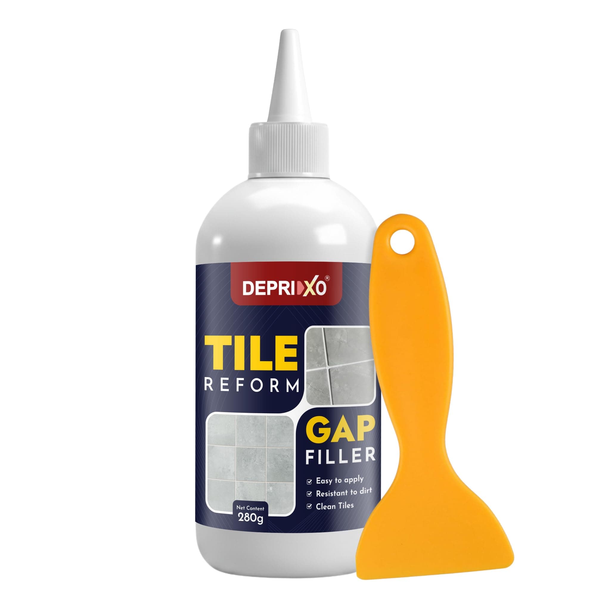 DEPRIXO Tiles Gap Filler Waterproof Sealant | White Cement Grout Paste Tube for Tiles & Walls | Crack Repair Putty for Kitchen & Bathroom by UNIDSC (Tile Gap Filler, 280 ml)
