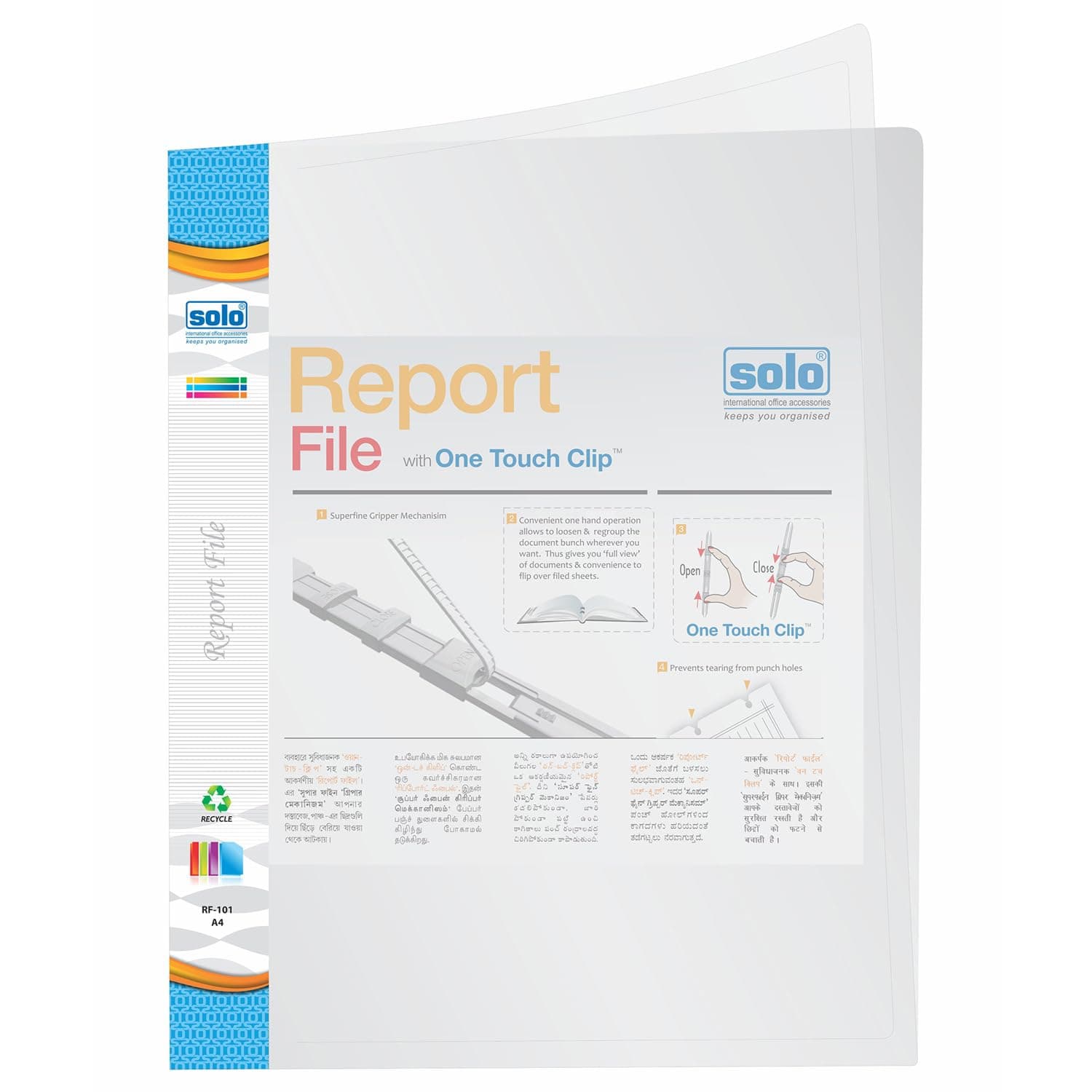 Solo A4 Report File- Pack of 10, Super Line Transparent Document File & Folder Organizer for Office, Presentation Display Plastic File for Certificates, Portfolio, Papers & Projects (White)