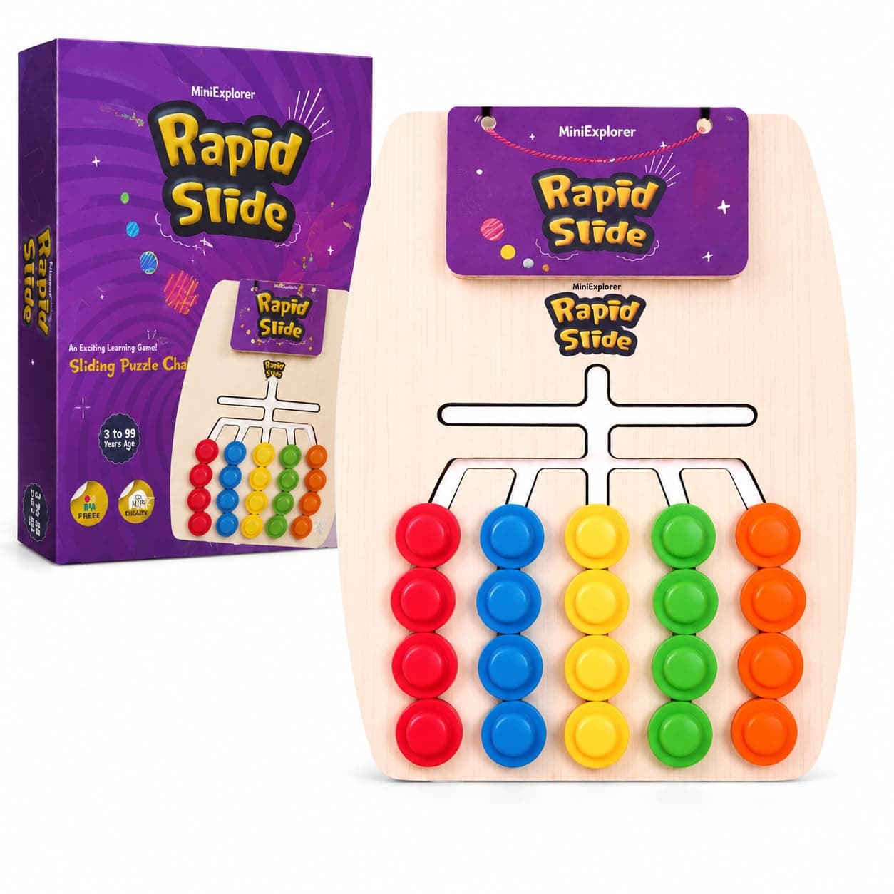 MiniExplorer Rapid Slide Montessori Slide Puzzle Early Learning Preschool KidsI Shapes, Color Matching Toys for Kids 4-8 Years I Best Birthday Gift for Boys Girls I Educational Activity Toy