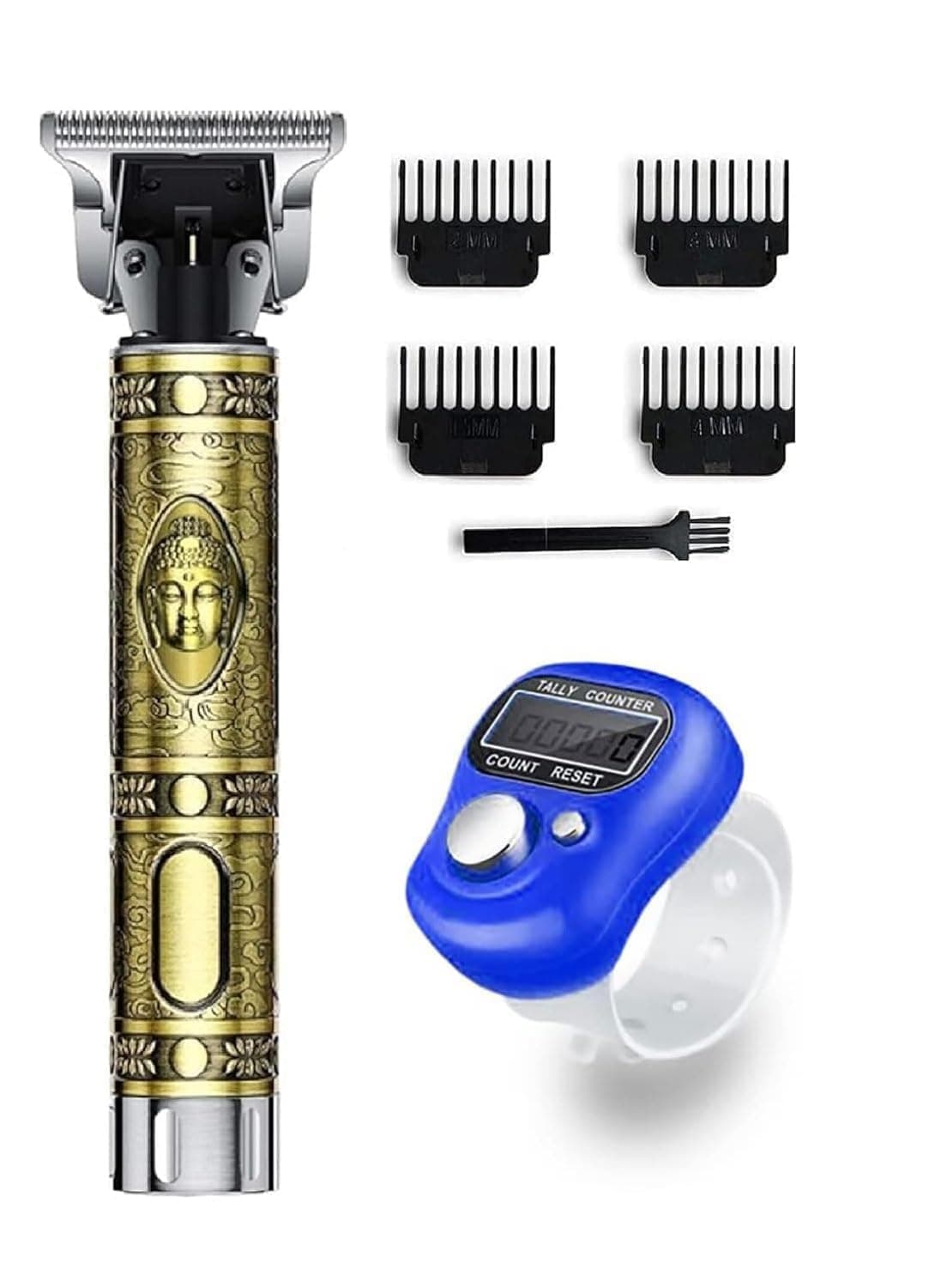 Professional Hair Trimmer For Men –Golden Plastic Body,Cordless,4 Guide Combs,USB Rechargeable,Men'S T9 Golden –Zero Gap Beard & Hair Clipper With Guide Combs & Brush &Telly Counter FREE